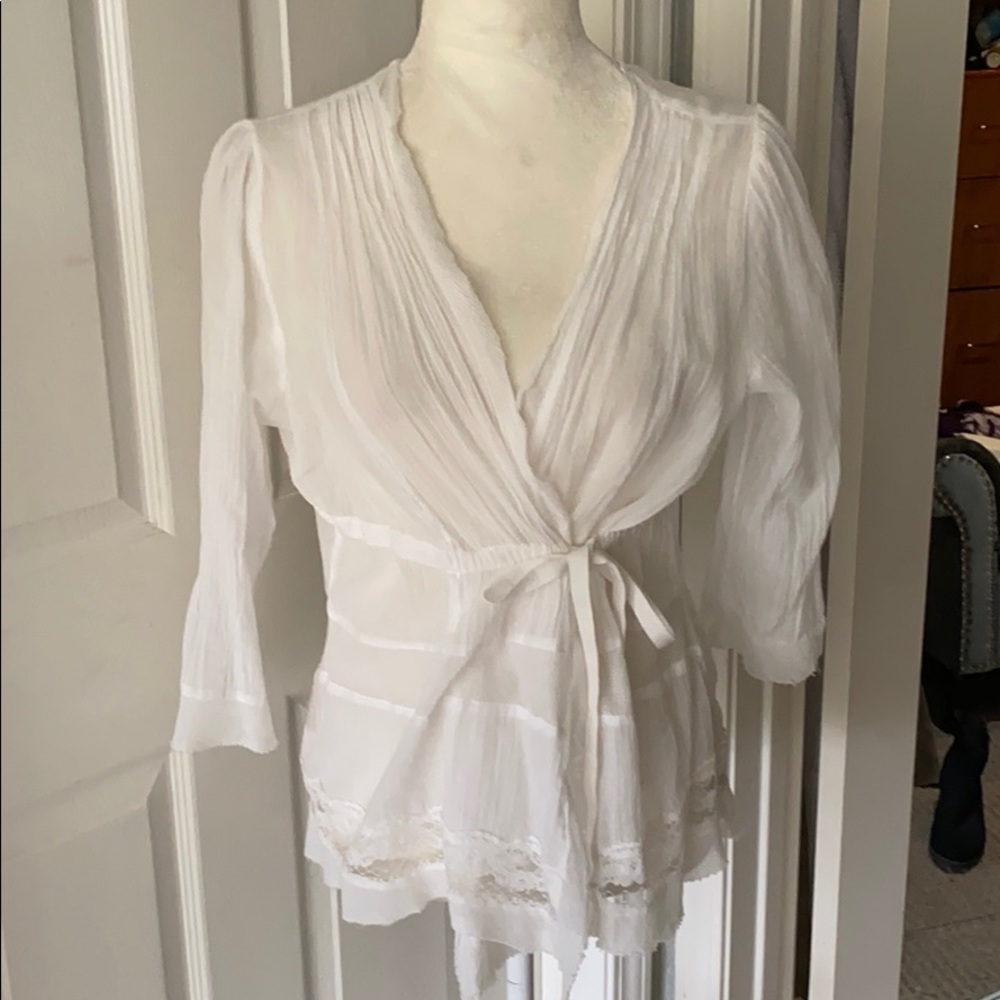 White Cotton Cross Tie Top